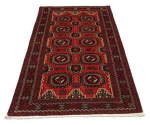 Tappeto Baluch Geometrico Rosso Nero 103x194 Cm