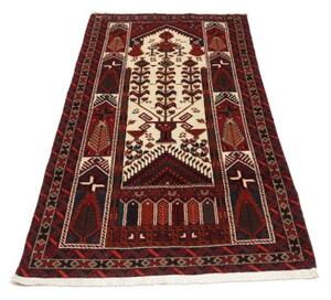 Tappeto Baluch Geometrico Rosso Scuro Avorio 101x191 Cm
