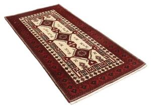 Tappeto Baluch Geometrico Rosso Avorio 95x192 Cm