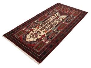Tappeto Baluch Stilizzato Rosso Scuro Avorio 108x208 Cm