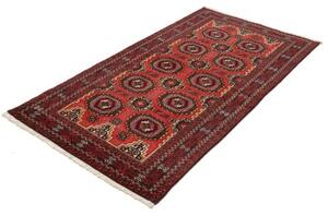 Tappeto Baluch Geometrico Rosso Nero 103x194 Cm