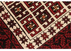 Tappeto Baluch Geometrico Rosso Scuro Avorio 97x187 Cm
