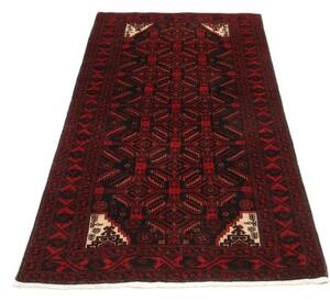 Tappeto Baluch Stilizzato Rosso Scuro Nero 97x192 Cm