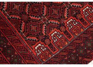 Tappeto Baluch Geometrico Rosso Scuro Nero 110x207 Cm