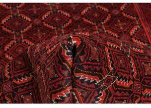 Tappeto Baluch Geometrico Rosso Scuro Nero 110x207 Cm