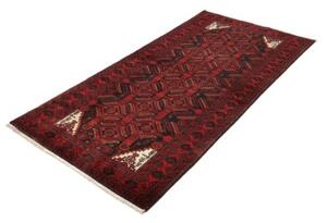 Tappeto Baluch Stilizzato Rosso Scuro Nero 97x192 Cm