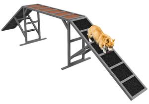 PawHut Rampa d'agilità per cane, attrezzatura di agilità per cani, barre di sicurezza superficie antiscivolo 325x55x69cm grigio | Aosom Italy