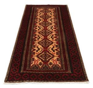 Tappeto Baluch Geometrico Rosso Avorio 100x208 Cm