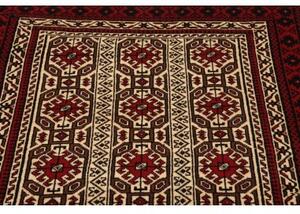 Tappeto Baluch Geometrico Rosso Scuro Avorio 98x185 Cm