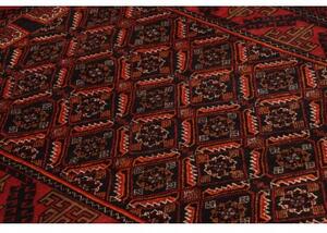 Tappeto Baluch Stilizzato Rosso Nero 100x182 Cm
