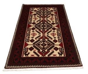 Tappeto Baluch Geometrico Rosso Avorio 97x180 Cm