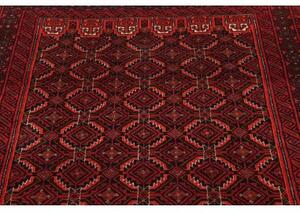 Tappeto Baluch Geometrico Rosso Scuro Nero 110x207 Cm