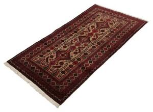 Tappeto Baluch Stilizzato Rosso Beige 96x181 Cm