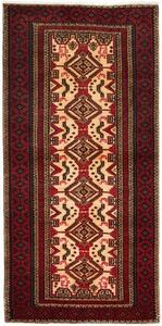 Tappeto Baluch Geometrico Rosso Avorio 100x208 Cm