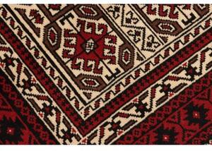 Tappeto Baluch Geometrico Rosso Scuro Avorio 98x185 Cm