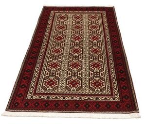 Tappeto Baluch Geometrico Rosso Scuro Avorio 98x185 Cm