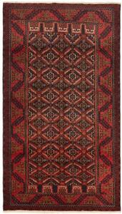 Tappeto Baluch Stilizzato Rosso Nero 100x182 Cm