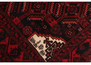 Tappeto Baluch Stilizzato Rosso Scuro Nero 97x192 Cm