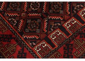Tappeto Baluch Stilizzato Rosso Nero 100x182 Cm