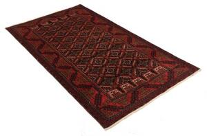 Tappeto Baluch Stilizzato Rosso Nero 100x182 Cm