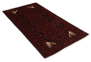 Tappeto Baluch Stilizzato Rosso Scuro Nero 97x192 Cm