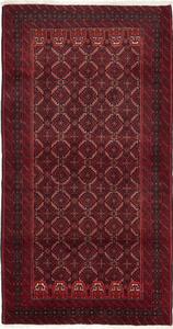 Tappeto Baluch Geometrico Rosso Scuro Nero 110x207 Cm