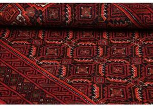 Tappeto Baluch Geometrico Rosso Scuro Nero 110x207 Cm
