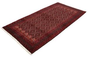 Tappeto Baluch Geometrico Rosso Scuro Nero 110x207 Cm