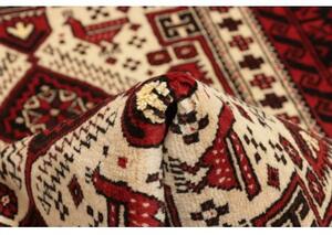 Tappeto Baluch Geometrico Rosso Scuro Avorio 100x187 Cm