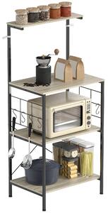 HOMCOM Scaffale Cucina a 4 Livelli con Pannelli a Rete e 8 Ganci Stile Industriale, 60x42x134.5 cm, Rovere | Aosom Italy
