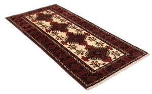 Tappeto Baluch Stilizzato Rosso Scuro Avorio 96x199 Cm