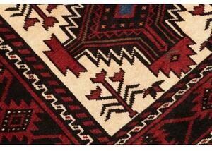 Tappeto Baluch Stilizzato Rosso Scuro Avorio 96x199 Cm
