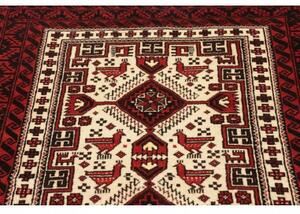 Tappeto Baluch Geometrico Rosso Scuro Avorio 100x187 Cm