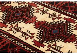 Tappeto Baluch Stilizzato Rosso Scuro Avorio 96x199 Cm