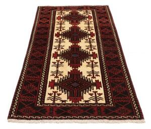 Tappeto Baluch Stilizzato Rosso Scuro Avorio 96x199 Cm