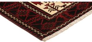 Tappeto Baluch Stilizzato Rosso Scuro Avorio 96x199 Cm