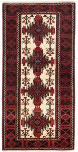 Tappeto Baluch Stilizzato Rosso Scuro Avorio 96x199 Cm