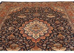Tappeto Kashamr Zirkhaki Medaglione Floreale Blu Notte Mattone 248x346 Cm