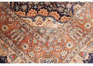 Tappeto Kashamr Zirkhaki Medaglione Floreale Blu Notte Mattone 248x346 Cm