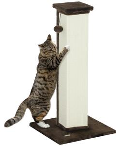 PawHut Grattatoio per gatti asta grattatoio gatto in sisal e peluche, pallina sospesa base stabile 41 x 41 x 81 cm marrone e crema | Aosom Italy