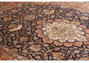 Tappeto Kashamr Zirkhaki Medaglione Floreale Blu Notte Mattone 248x346 Cm