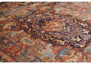 Tappeto Kashamr Zirkhaki Figurativo Blu Scuro Rosso Mattone 294x385 Cm