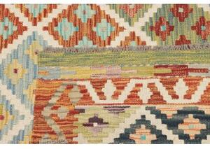 Tappeto Kilim Geometrico Arancione Ruggine Azzurro 153x192 Cm