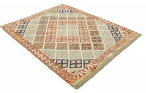 Tappeto Kilim Geometrico Arancione Ruggine Azzurro 153x192 Cm