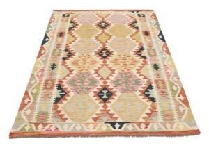 Tappeto Kilim Geometrico Beige Rosso 124x181 Cm