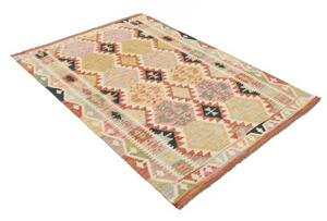 Tappeto Kilim Geometrico Beige Rosso 124x181 Cm