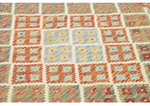 Tappeto Kilim Geometrico Arancione Ruggine Azzurro 153x192 Cm