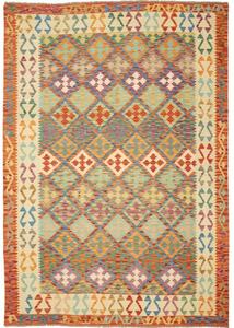 Tappeto Kilim Geometrico Arancione Multicolore 201x291 Cm