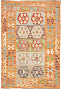 Tappeto Kilim Geometrico Arancione Beige 124x183 Cm
