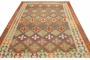 Tappeto Kilim Geometrico Arancione Multicolore 201x291 Cm